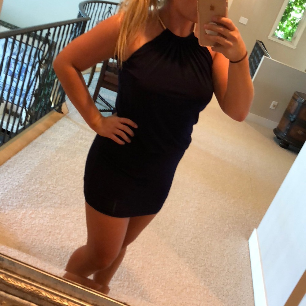 Blue & gold mini dress